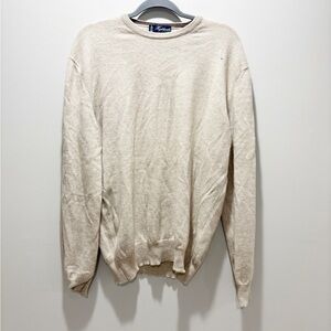 Highlander Men’s Classic Beige Cashmere Crewneck Sweater Made In Italy Size Larg
